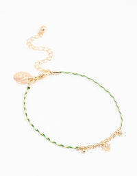 Gold Fan Rope Mixed Charm Bracelet - link has visual effect only
