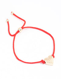 Fabric Textured Heart Pendant Rope Bracelet - link has visual effect only