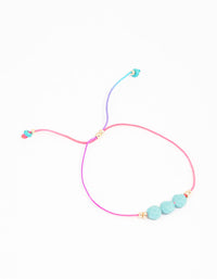 Fabric Triple Ball Stone Toggle Bracelet - link has visual effect only