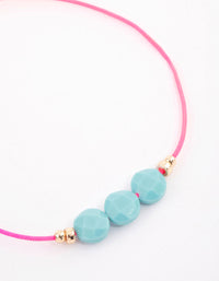 Fabric Triple Ball Stone Toggle Bracelet - link has visual effect only