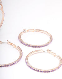 Rose Gold Mixed Size Diamante Hoop Earrings - link has visual effect only