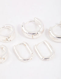 Silver Plated Brass  Basic Huggie Earrings 6-Pack - link has visual effect only