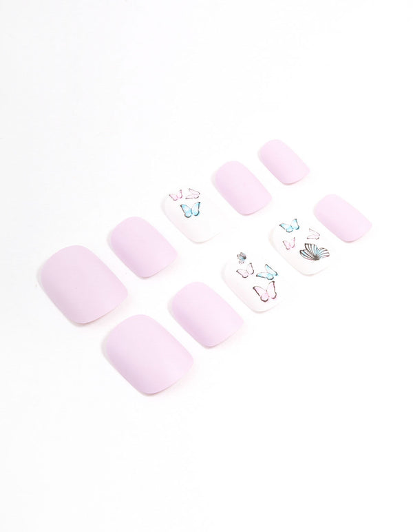 Tweens Lilac & Butterfly Press On Nails