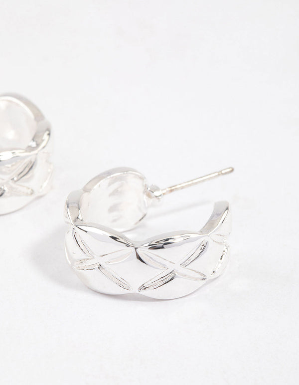 Silver Quilted Hoop Earrings & Polishing Set