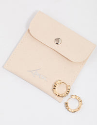 Gold Classic Diamante Huggie Earrings & Polishing Set - link has visual effect only