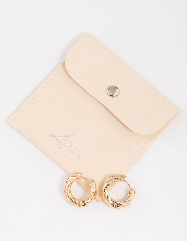 Gold Chunky Twisted Huggie Earrings & Polishing Set