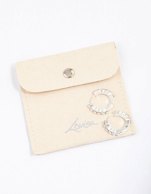 Silver Classic Diamante Huggie Earrings & Polishing Set