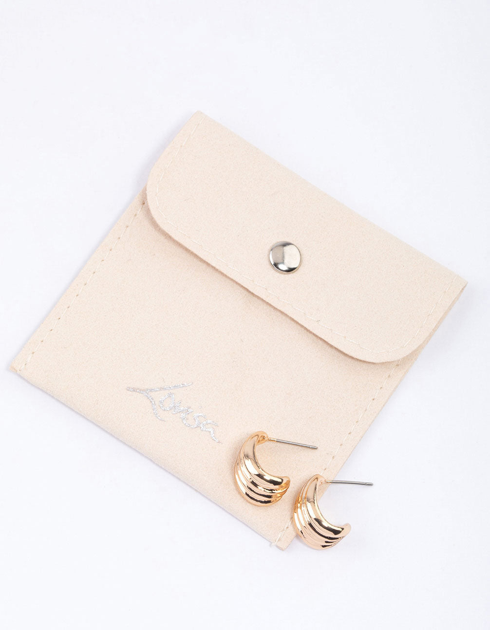 Gold Raked Huggie Earrings & Polishing Set