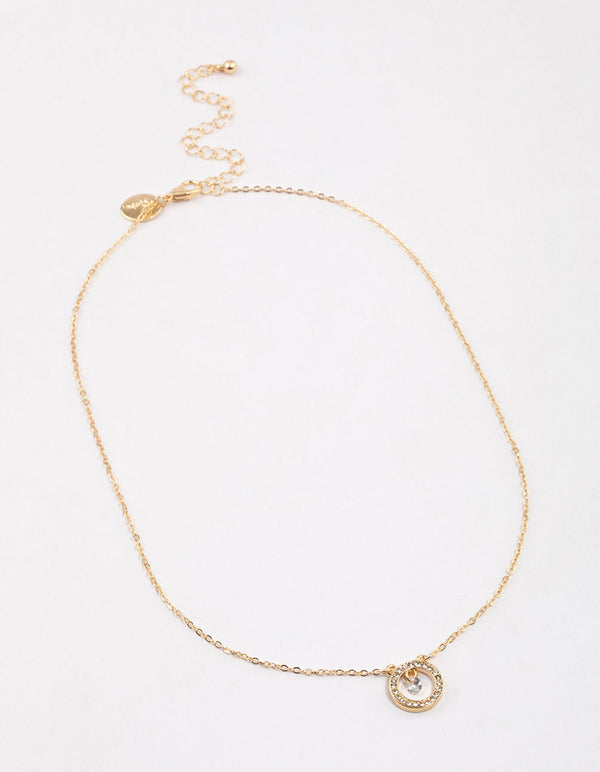 Silver Diamante Drop Open Circle Necklace & Polishing Set