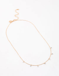 Gold Floating Diamante Droplet Necklace & Polishing Set - link has visual effect only