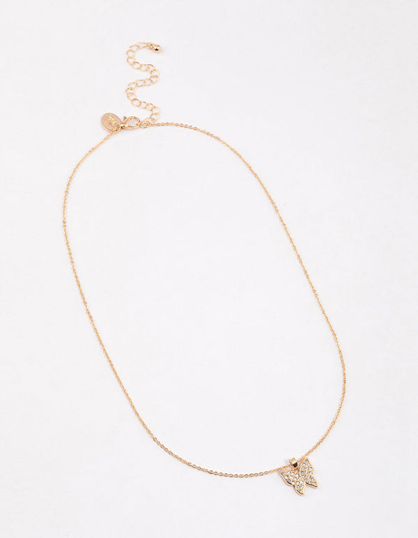 Gold Pave Butterfly Necklace & Polishing Set