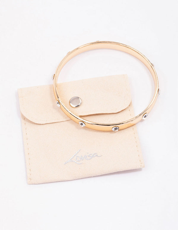 Gold Diamante Inlay Bangle & Polishing Set