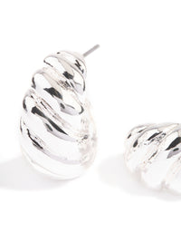 Silver Plated Twisted Wide Hoop Earrings - link has visual effect only