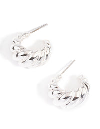 Silver Plated Twisted Wide Hoop Earrings - link has visual effect only
