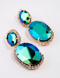 Gold Diamante Oval Double Drop Earrings - link has visual effect only