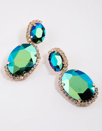 Gold Diamante Oval Double Drop Earrings - link has visual effect only