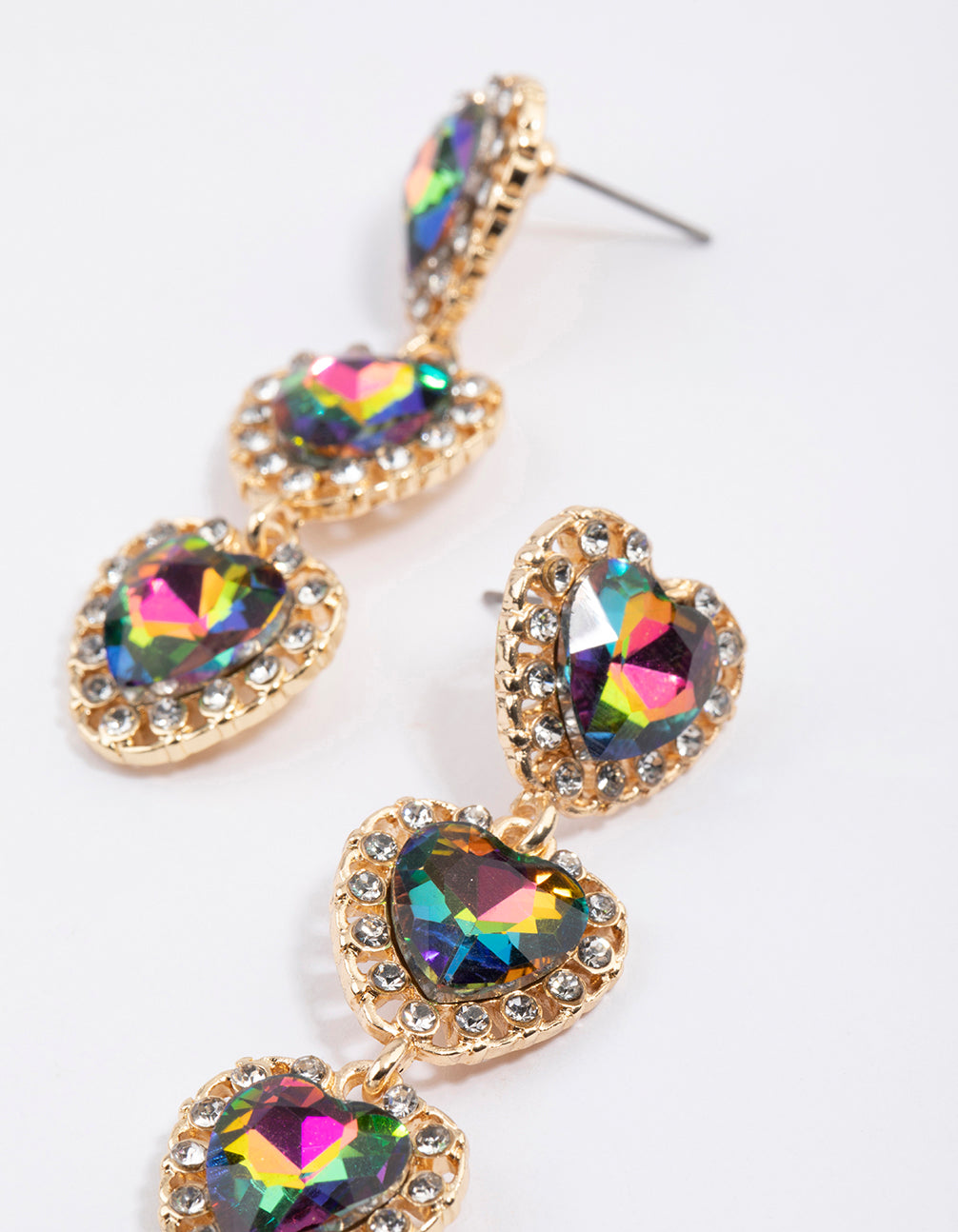 Gold Multi Stone Decorative Drop Earrings