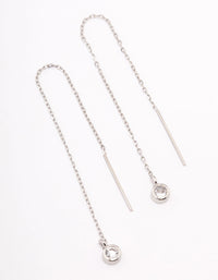 Surgical Steel Thread Through Round Cubic Zirconia Earrings - link has visual effect only