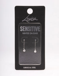 Surgical Steel Thread Through Round Cubic Zirconia Earrings - link has visual effect only