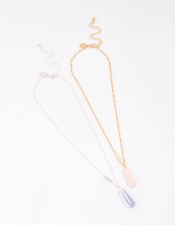 Kids Star & Clear Crystal BFF Pendant Necklaces