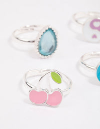 Kids Silver Smiley Star Ring 6-Pack - link has visual effect only