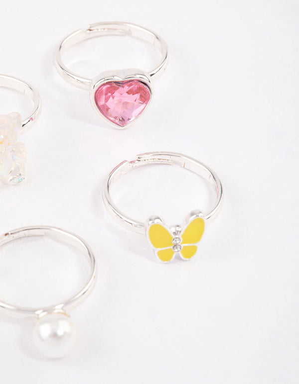 Kids Bear & Flower Ring 6-Pack