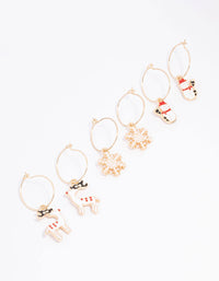 Gold Reindeer Hoop Earrings 3-Pack - link has visual effect only
