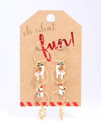 Gold Reindeer Hoop Earrings 3-Pack - link has visual effect only