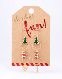 Gold Christmas Hoop Earrings 3-Pack - link has visual effect only