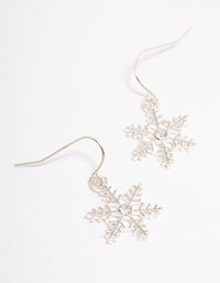 Silver Snowflake Crystal Drop Earrings - link has visual effect only