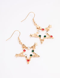 Green & Red Wrapped Star Drop Earrings - link has visual effect only