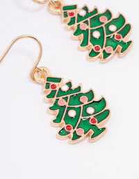 Gold Christmas Tree Diamante Drop Earrings - link has visual effect only