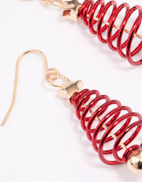 Red Spiral Christmas Tree Drop Earrings - link has visual effect only