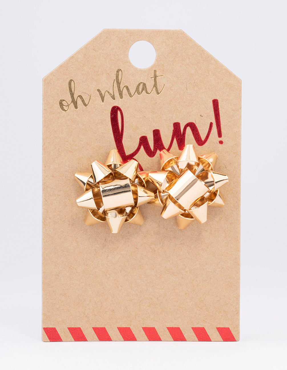 Gold Present Bow Stud Earrings