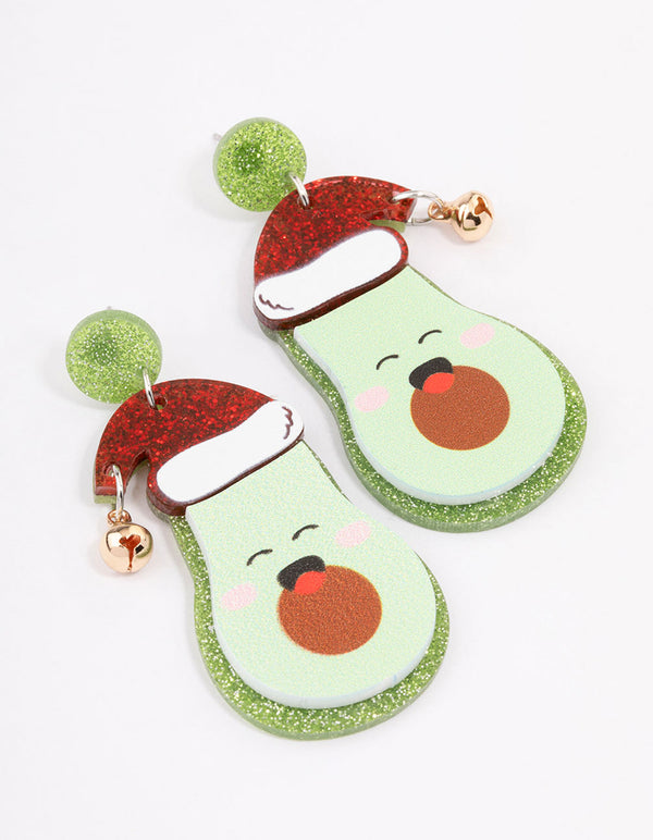 Cute Christmas Avocado Drop Earrings
