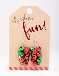 Silver Christmas Bells Cluster Drop Earrings - link has visual effect only