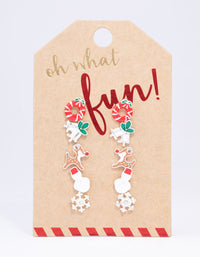 Silver Enamel Christmas Stud Earrings 5-Pack - link has visual effect only