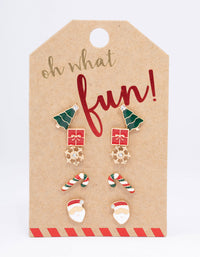 Gold Snowflake & Assorted Christmas Stud Earrings 5-Pack - link has visual effect only