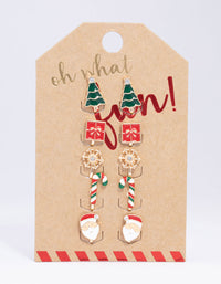 Gold Christmas & Candy Cane Clip On Earrings 5-Pack - link has visual effect only