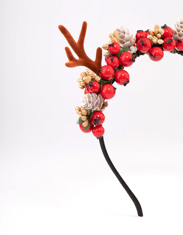 Fabric Reindeer Wreath Headband