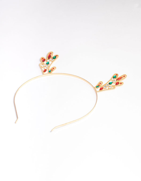 Gold Reindeer Ear Jewel Headband