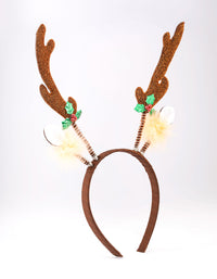 Soft Glitter Reindeer Headband - link has visual effect only