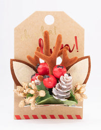 Fabric Reindeer Wreath Ear Hair Clips - link has visual effect only