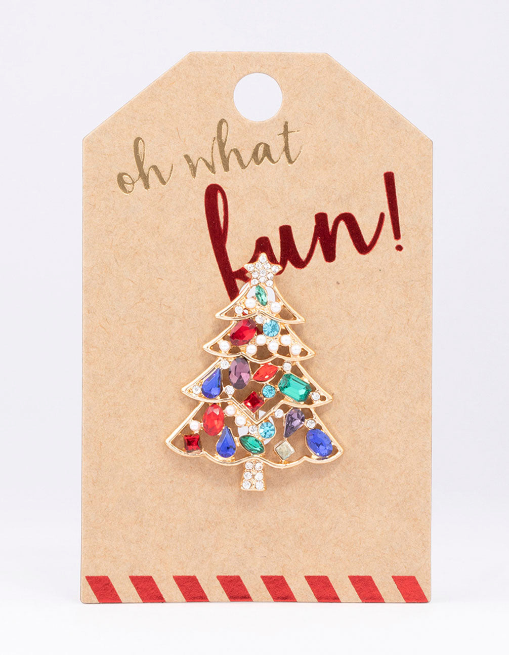Gold Pearl & Diamante Christmas Tree Brooch