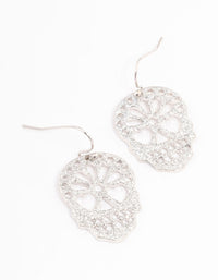 Silver Glitter Skull Drop Earrings - link has visual effect only