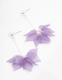Purple Frosted Petal Bar Drop Earrings - link has visual effect only