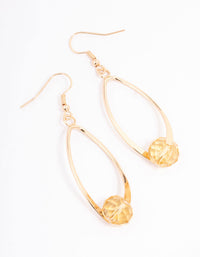 Bronze Twisted Oval Stone Drop Earrings - link has visual effect only