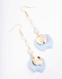 Blue Pearl Beaded Petal Drop Earrings - link has visual effect only