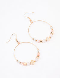 Gold Beaded Wire Drop Earrings - link has visual effect only