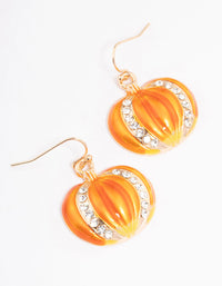 Orange Diamante Pumpkin Drop Earrings - link has visual effect only